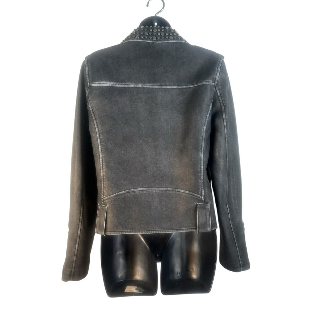Silence + Noise Studded Faux Leather Biker jacket black sz M - Picture 5 of 9